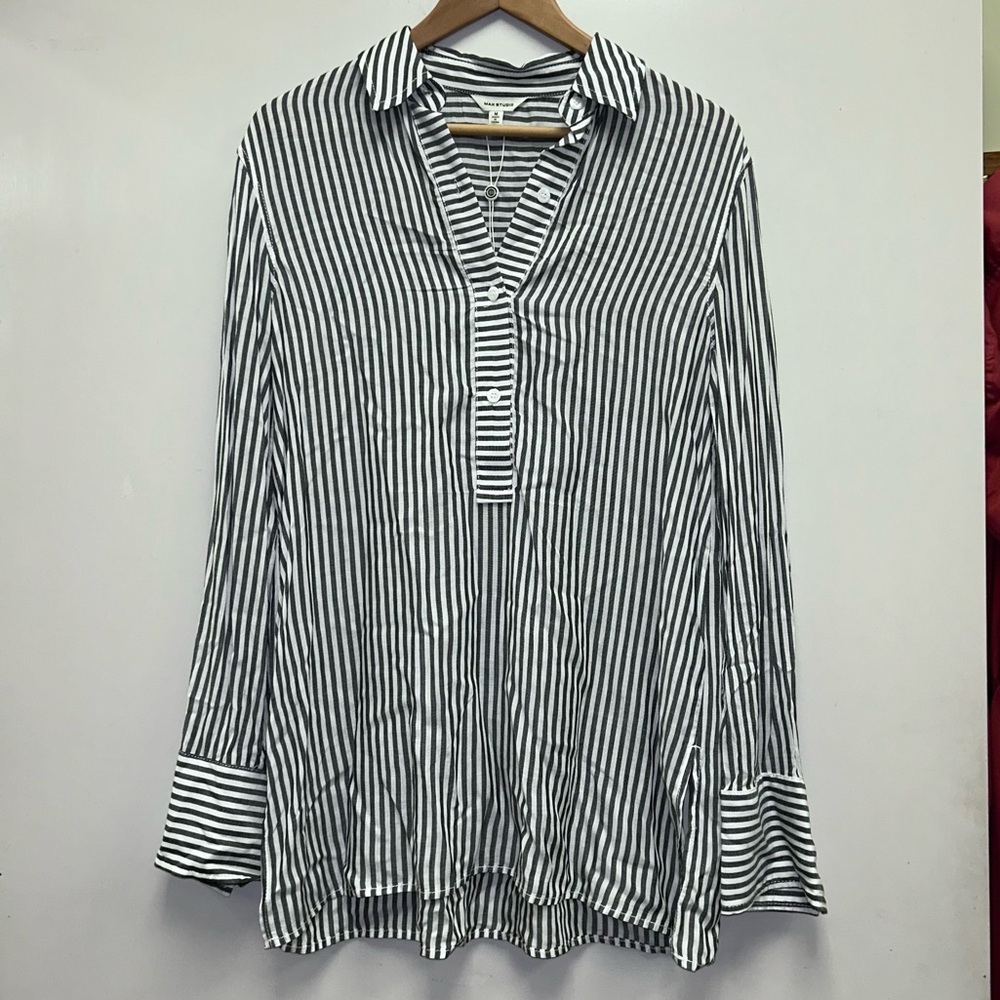 Max Studio NWT Monochrome Striped Rayon Fabric Lightweight